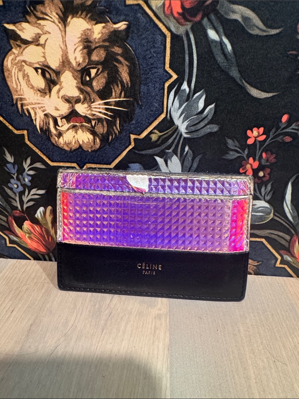 Celine Leather Iridescent Purple Card Holder